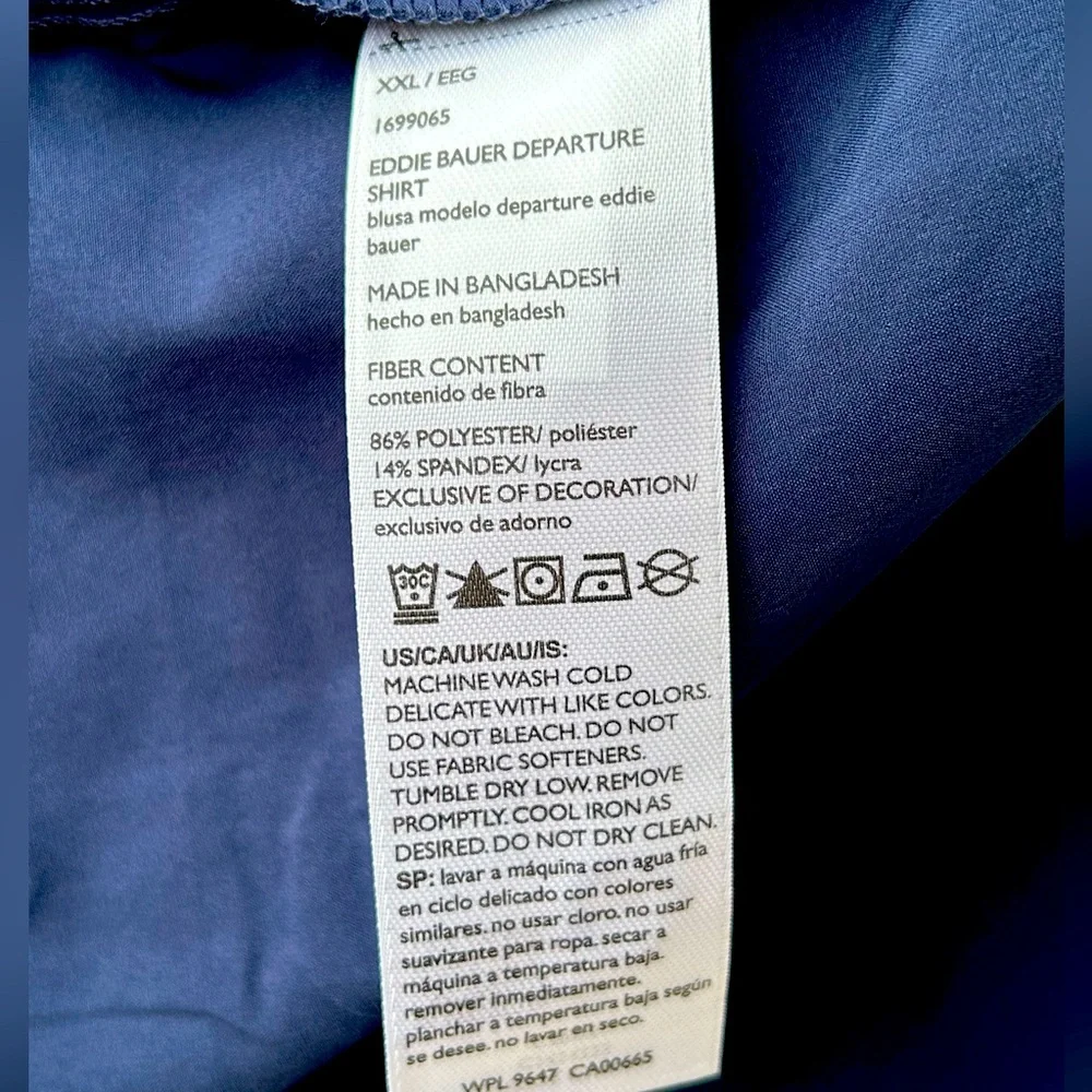 NWOT EDDIE BAUER sXXL classic navy ‘Departure Shirt’-easy care poly blend - Picture 4 of 4